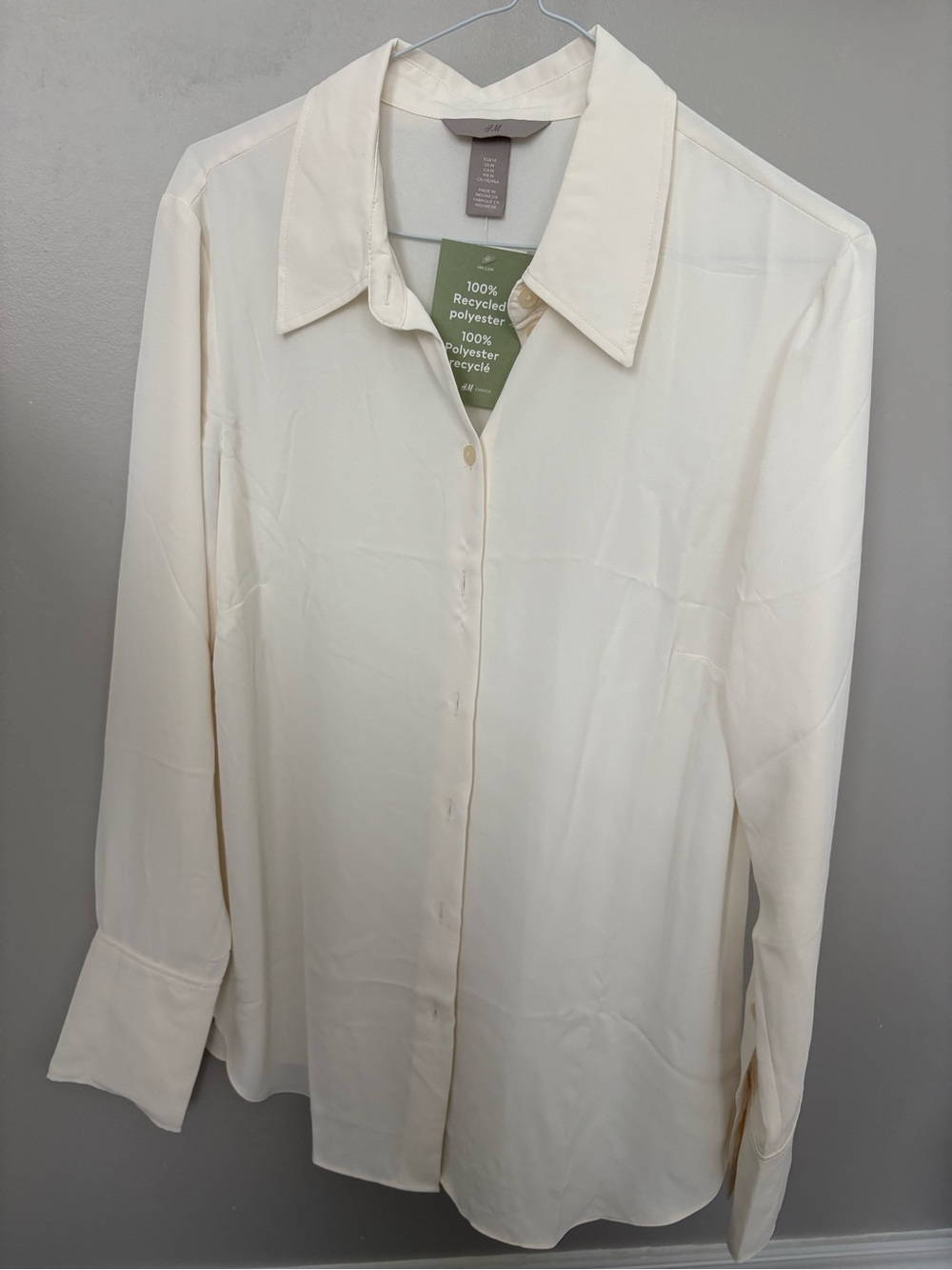 H&M Cream Long-Sleeve Button-Up Shirt - Picture 3 of 4